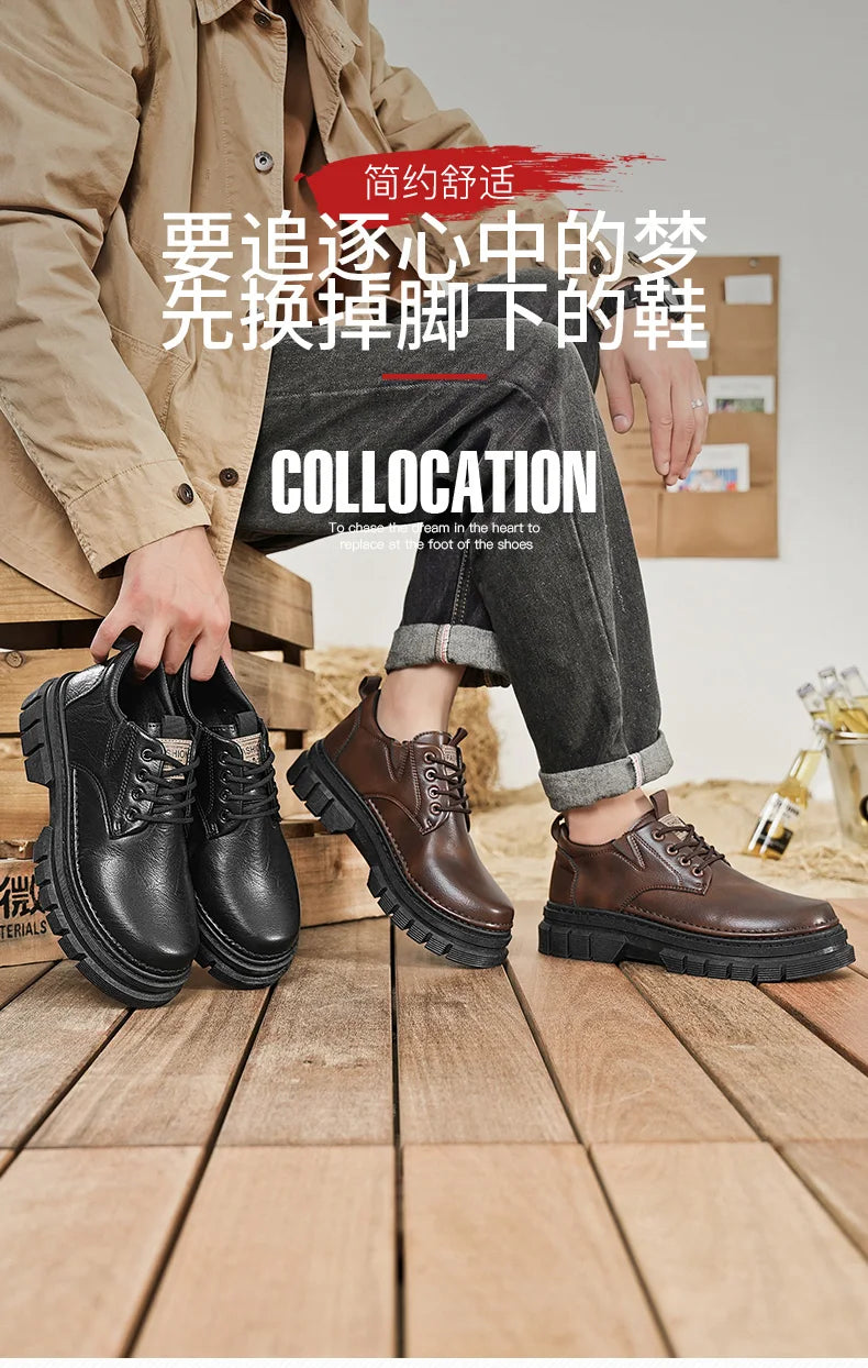 Zapatos informales para hombre, calzado cómodo para trabajo hecho a mano en las cuatro estaciones, zapatos de trabajo al aire libre, moda Joker, zapatos de marea juvenil, zapatos de cuero para fiesta de negocios