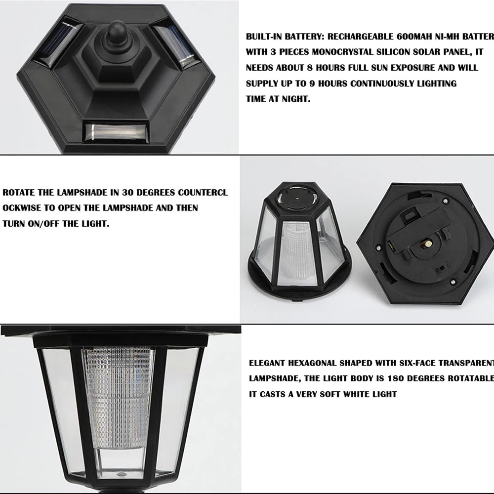 Lámpara Solar de Jardín LED para Exterior con Panel Solar