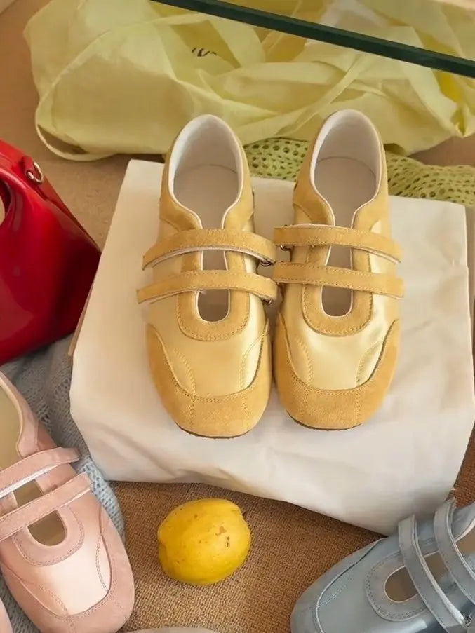 Zapatos Mary Jane para Mujer, Primavera-Otoño 2026 |   Zapatos Planos de Lona Estilo Francés |   Zapatos Casuales con Puntera Ancha, Suela Suave y Cierre de Velcro