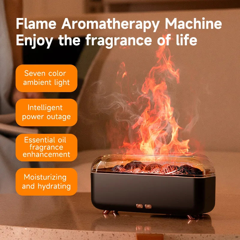 Difusor de Aroma de Aceite Esencial con Diseño de Lava Volcánica de 300 ml, Pequeño Difusor de Fragancia para el Hogar con USB, Humidificador con Efecto de Llama