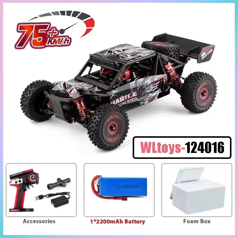 75 KM/H WLtoys 124016 V8 RC coche sin escobillas 4WD eléctrico de alta velocidad todoterreno Control remoto Drift Rc coches para adultos Juguetes