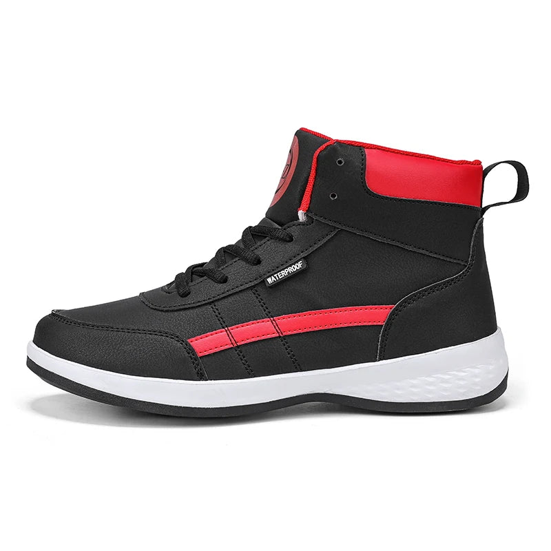 YRZL-Zapatos Deportivos de cuero para hombre, Zapatillas altas impermeables para caminar, ocio, antideslizantes, primavera y otoño