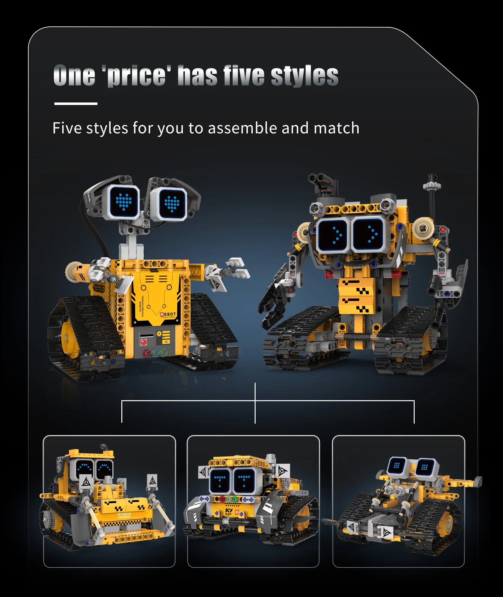 Montaje de modelo de robot transformable 5 en 1 con pantalla Digital, juguete de bloques de construcción de robot de control remoto, juguete para regalo para niños