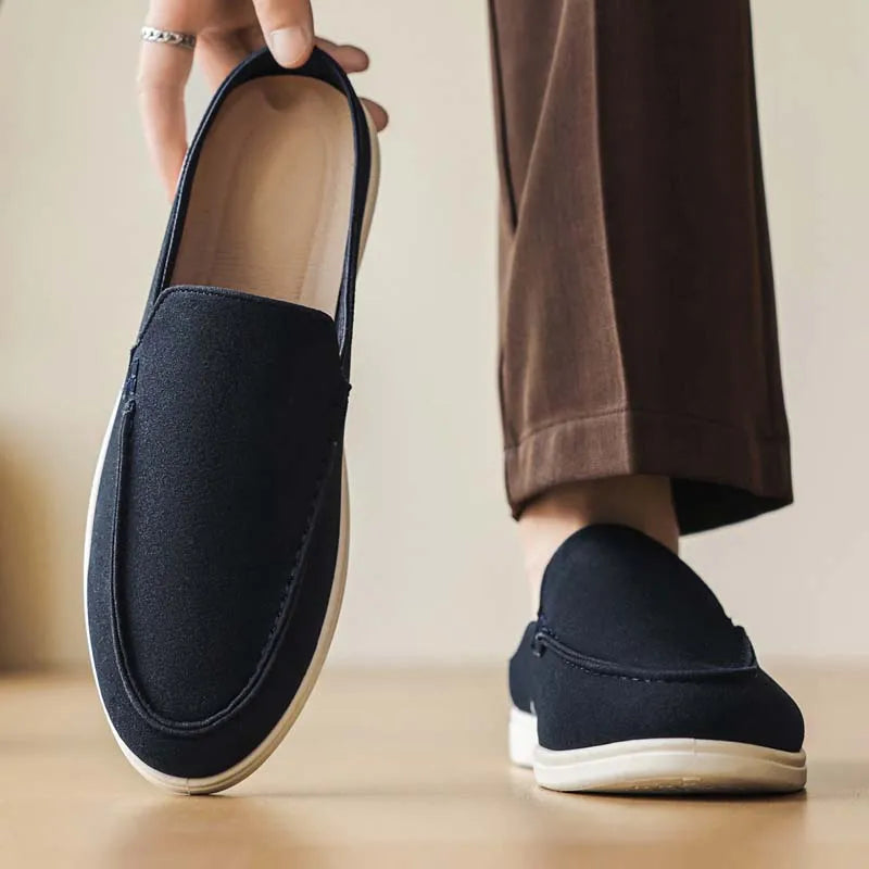 Mocasines de lona sin cordones para hombre, livianos y antideslizantes