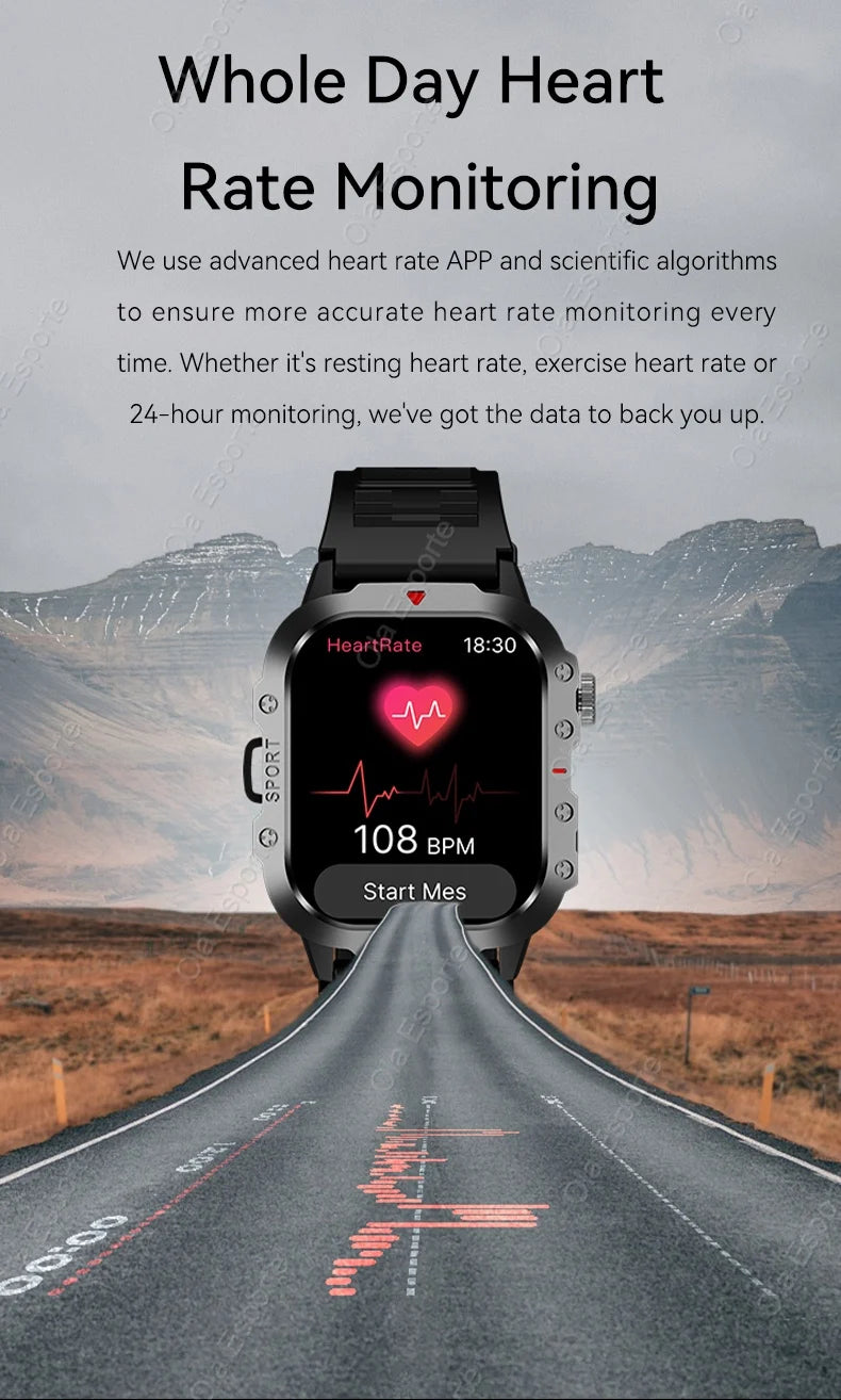 Nuevo reloj inteligente 2025 para hombre, relojes militares para exteriores con seguimiento GPS, llamadas telefónicas, reloj inteligente deportivo resistente al agua con ritmo cardíaco