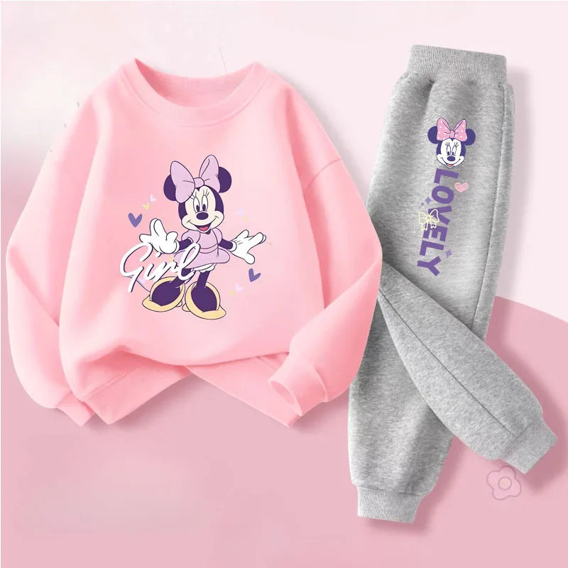 Conjunto de buzo y pantalón deportivo para niñas con estampado