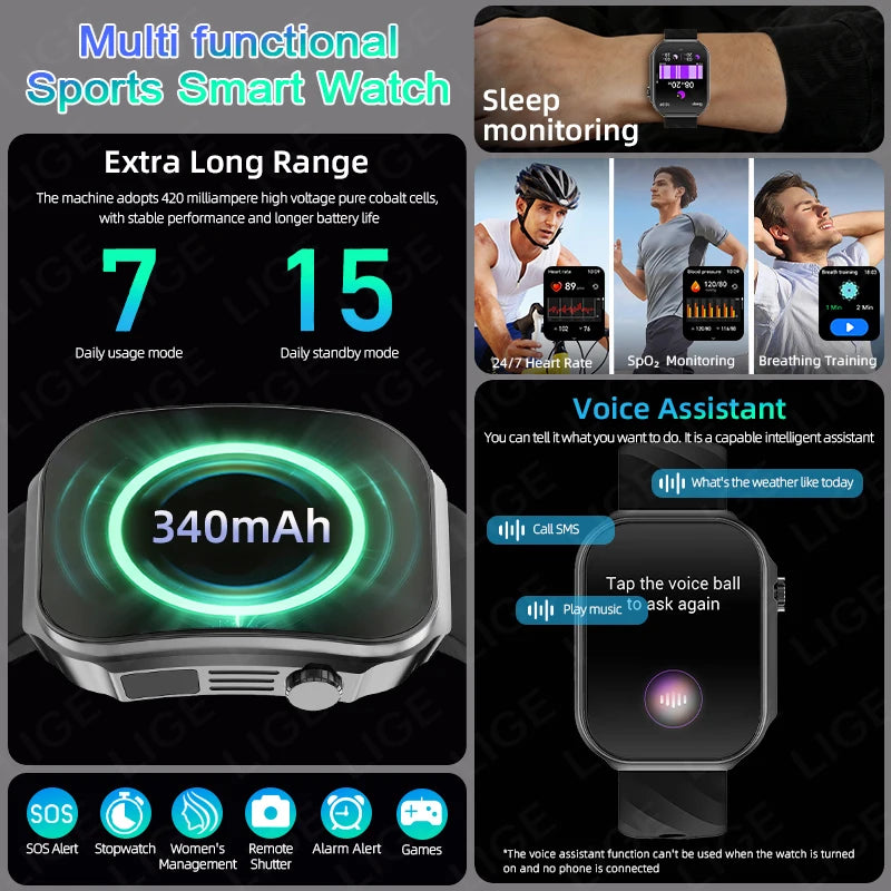 Reloj Inteligente Pantalla 2.2 Pulgadas Bluetooth