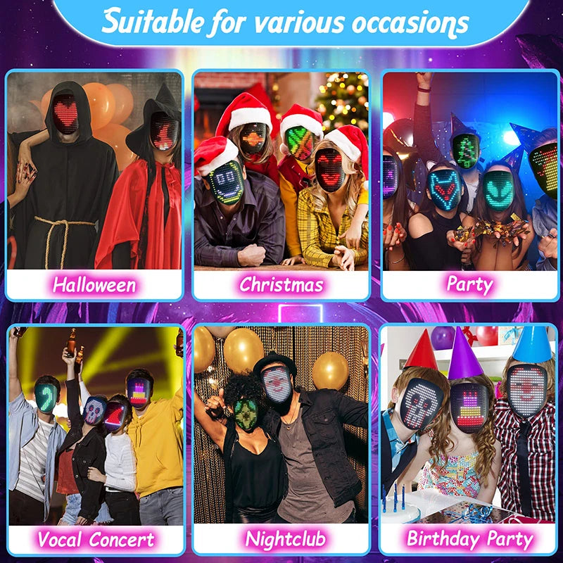 Máscara LED con detección de gestos, efectos de sonido musicales, máscara de Halloween iluminada para Dj, disfraz de mascarada de cumpleaños, fiesta de disfraces