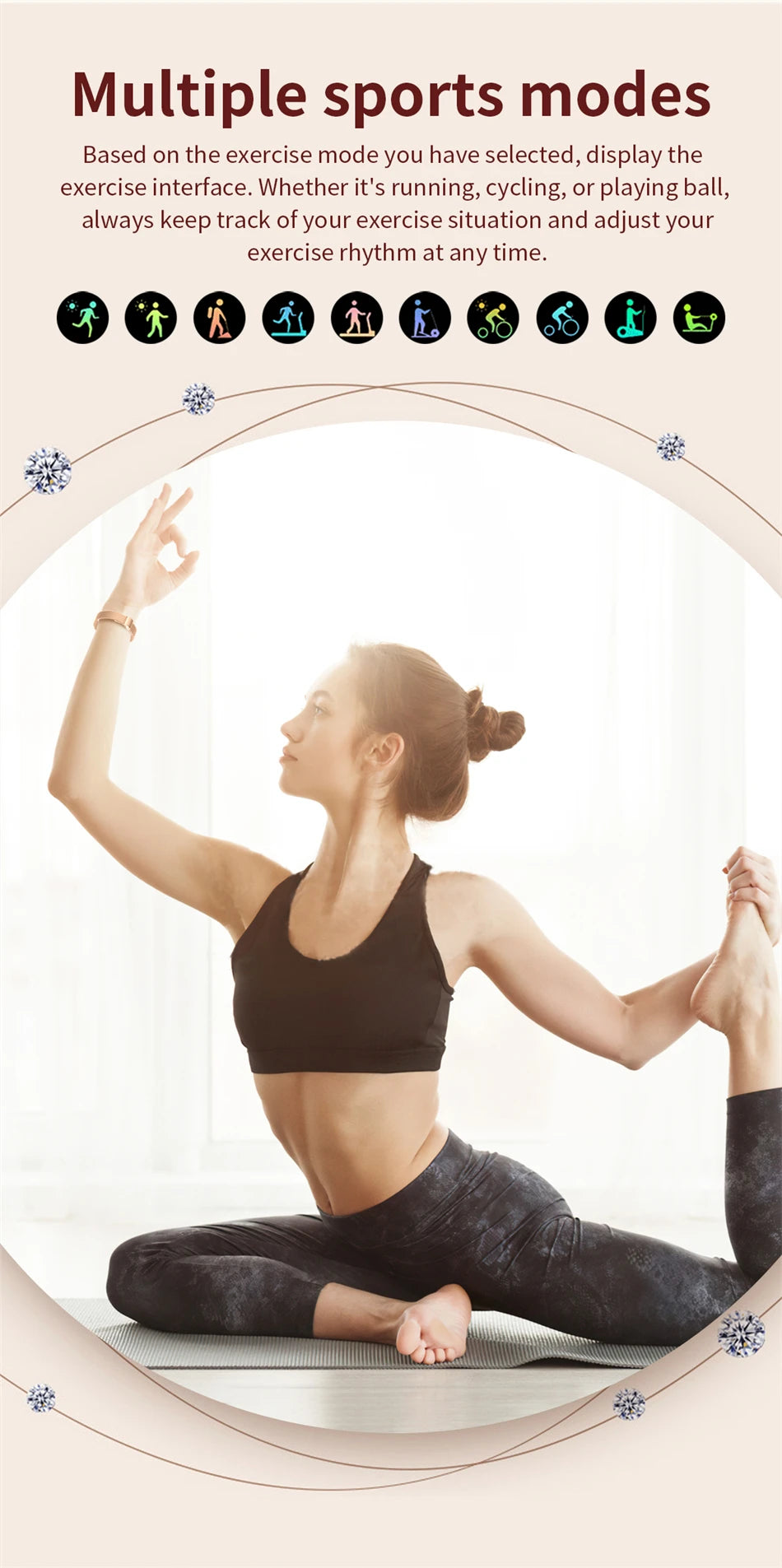 Smartwatch LIGE para mujer con pantalla HD 1,27" y monitor de salud