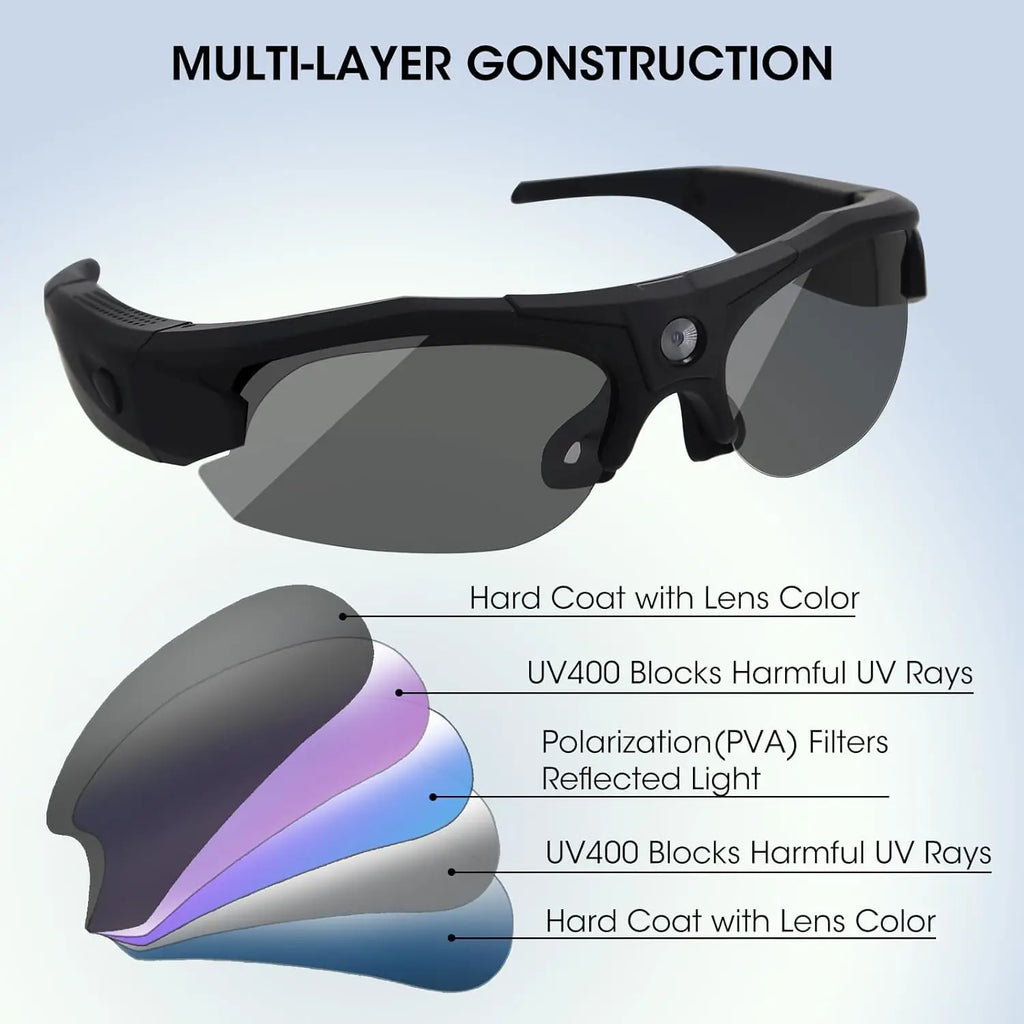 Gafas de sol con cámara WiFi HD 1080P para deportes y actividades al aire libre