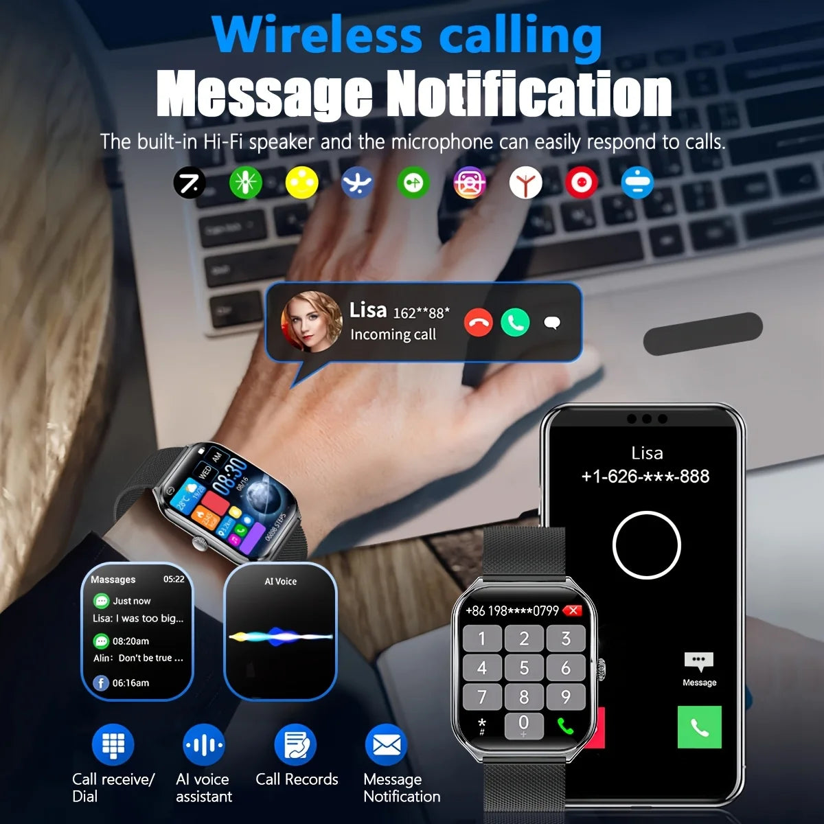 Reloj Inteligente Delgado AMOLED 1.43 Bluetooth