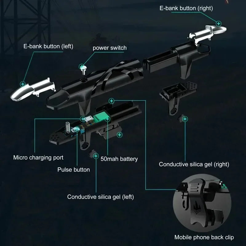 Controlador de juego móvil G5 para PUBG, gatillo de juego, tirador, puntería, botón de tecla ABS, Joystick para IPhone, Android, Smartphone