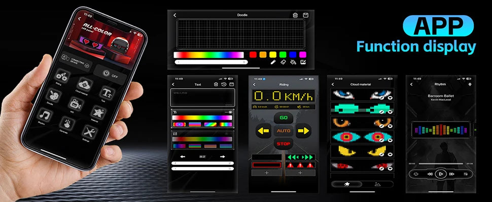 Pantalla Led para casco, luz de advertencia para casco de motocicleta, conducción nocturna, bricolaje, RGB, luz trasera para casco de bicicleta, pantalla LED programable por aplicación