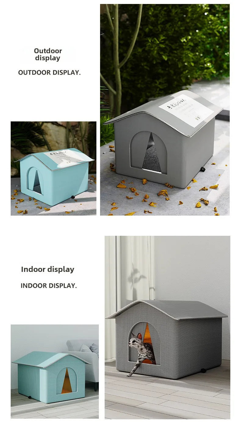 Casita Impermeable para Mascotas – Cama Cueva Plegable Exterior