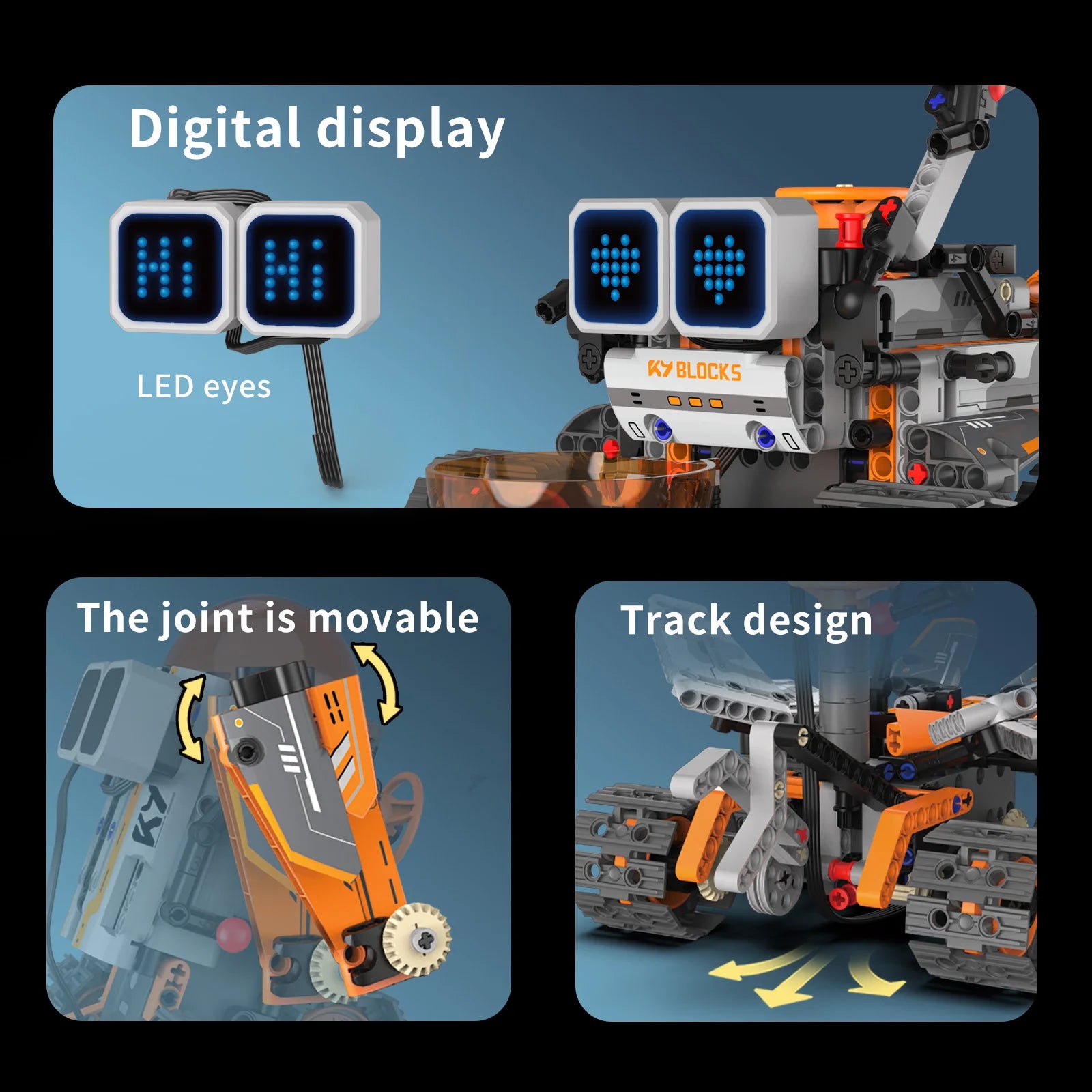 Kit de construcción de robot espacial 5 en 1 con pantalla LED, control remoto de programación Bluetooth: juguete STEM, el regalo de Navidad perfecto
