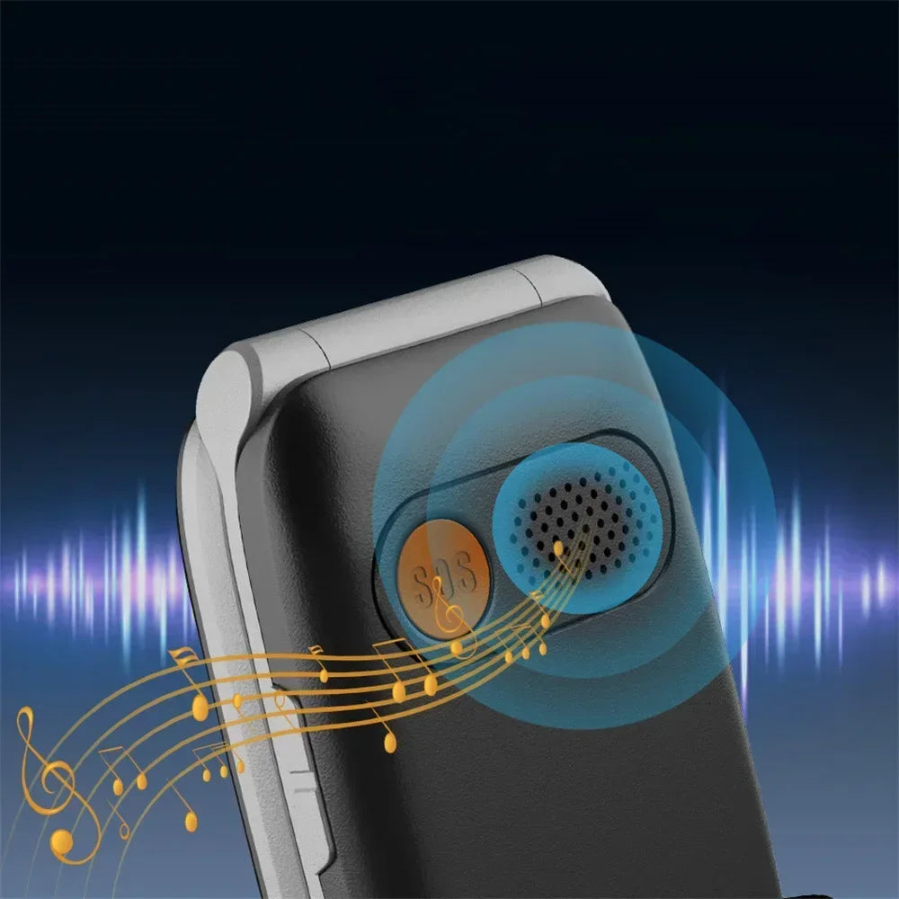 UNIWA V202T teléfono abatible pantalla Dual botón grande tarjetas SIM duales red 4G soporte para teléfono móvil base de carga para personas mayores