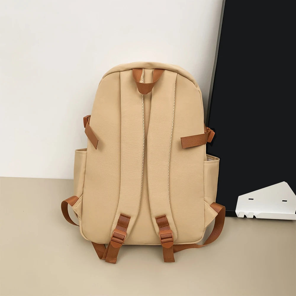 Mochila Escolar de Nailon con Bloques de Color