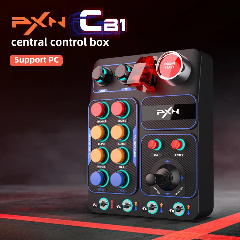 La caja de control central PXN-CB1 admite computadoras PC, con luces RGB personalizadas y 30 botones programables