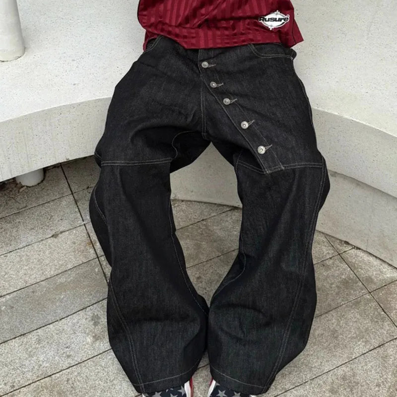 Pantalones Vaqueros Holgados de Pierna Ancha para Hombre, Estilo Hip-Hop