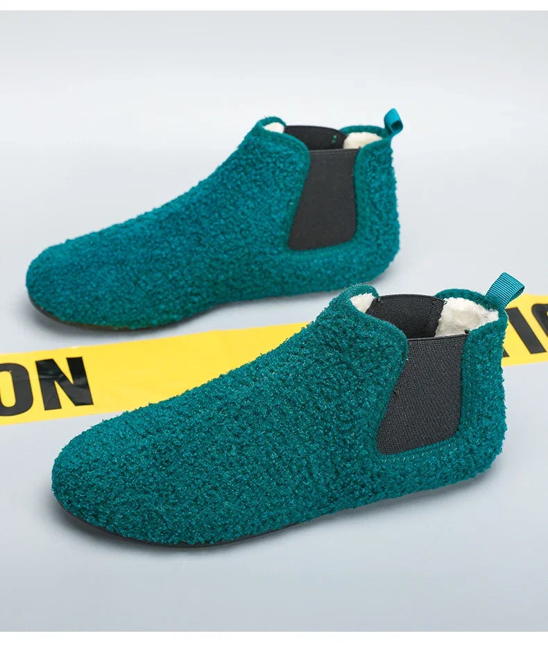 YRZL, zapatos cálidos de algodón para invierno, zapatillas de interior para el hogar para hombre, zapatos informales de algodón de felpa con parte inferior fina, zapatillas antideslizantes de suela suave para hombre