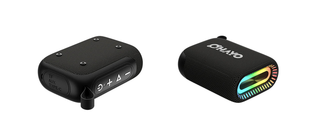 OHAYO Altavoz de ducha Bluetooth, resistente al agua IPX7, potente mini altavoz portátil con clip, inalámbrico, tiempo de reproducción 24 horas, luces RGB