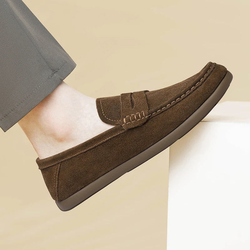 Mocasines de gamuza para hombre sin cordones, cómodos para uso diario