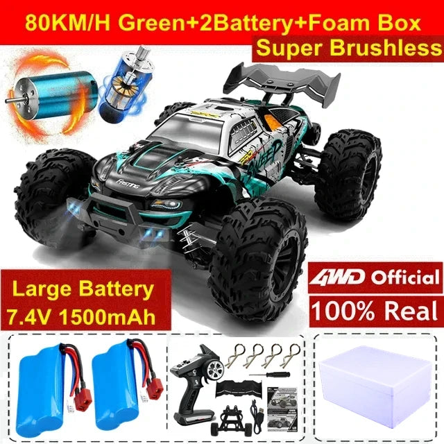 Coche Todoterreno RC 4WD sin Escobillas, Alta Velocidad 50-80 KM/H