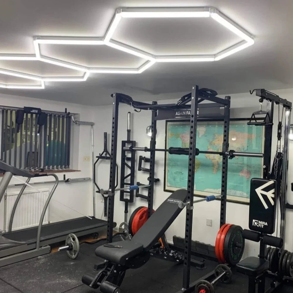 Luz LED hexagonal para garaje, 50000H, 6500K, ultrabrillante, para el hogar, gimnasio, barbería, detallado de coches, Bar, sótano, taller, iluminación de techo