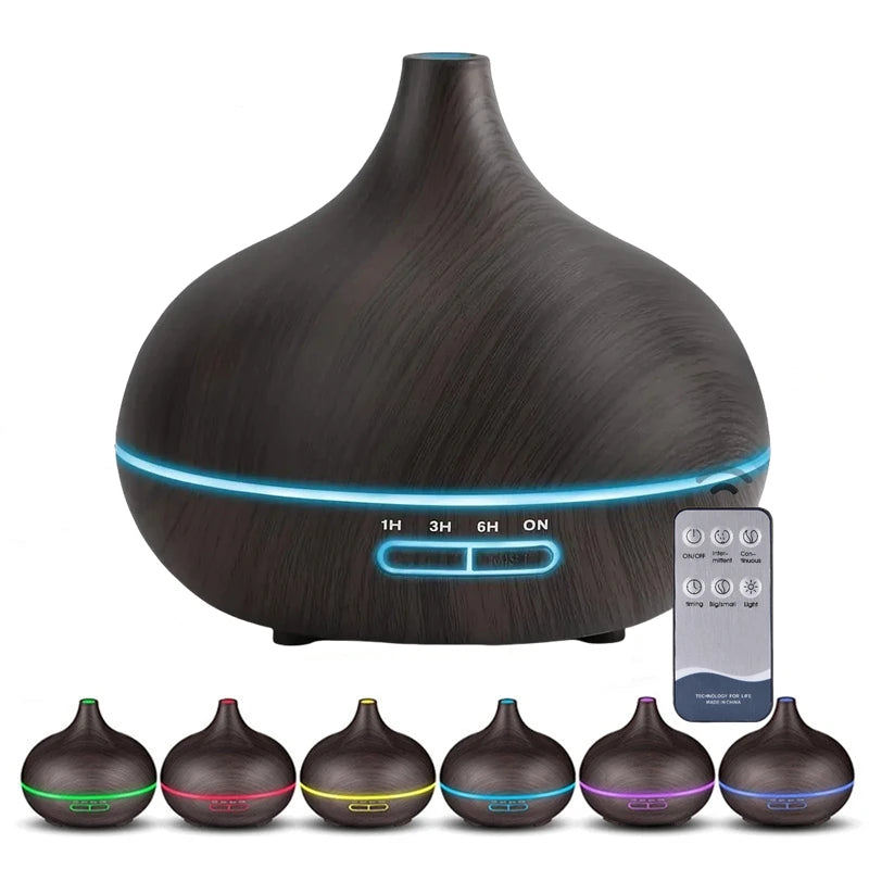 Difusor de aromas USB con luces LED 7 colores y control remoto 550ml