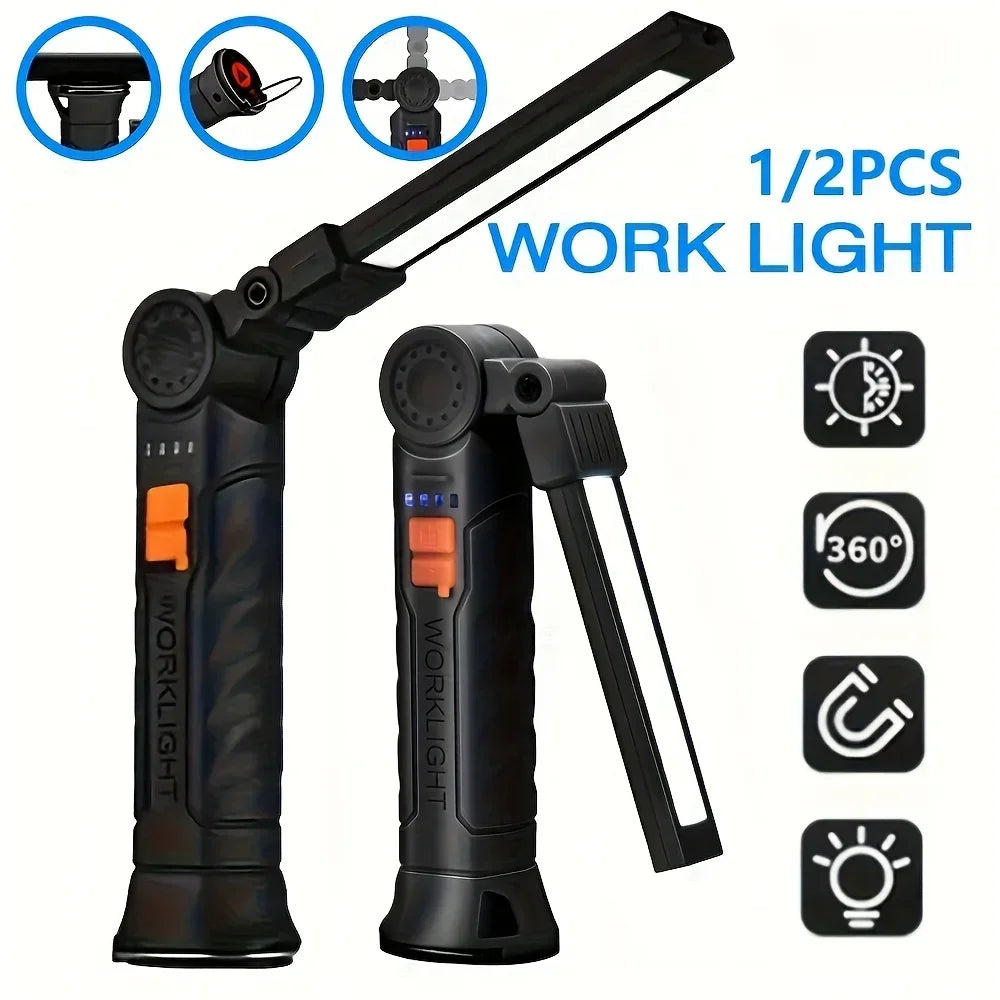 Linterna LED COB Portátil Magnética Recargable para Camping
