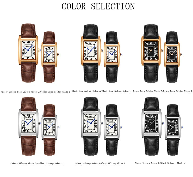 Relojes de Cuarzo SANDA para Pareja, Correa de Cuero