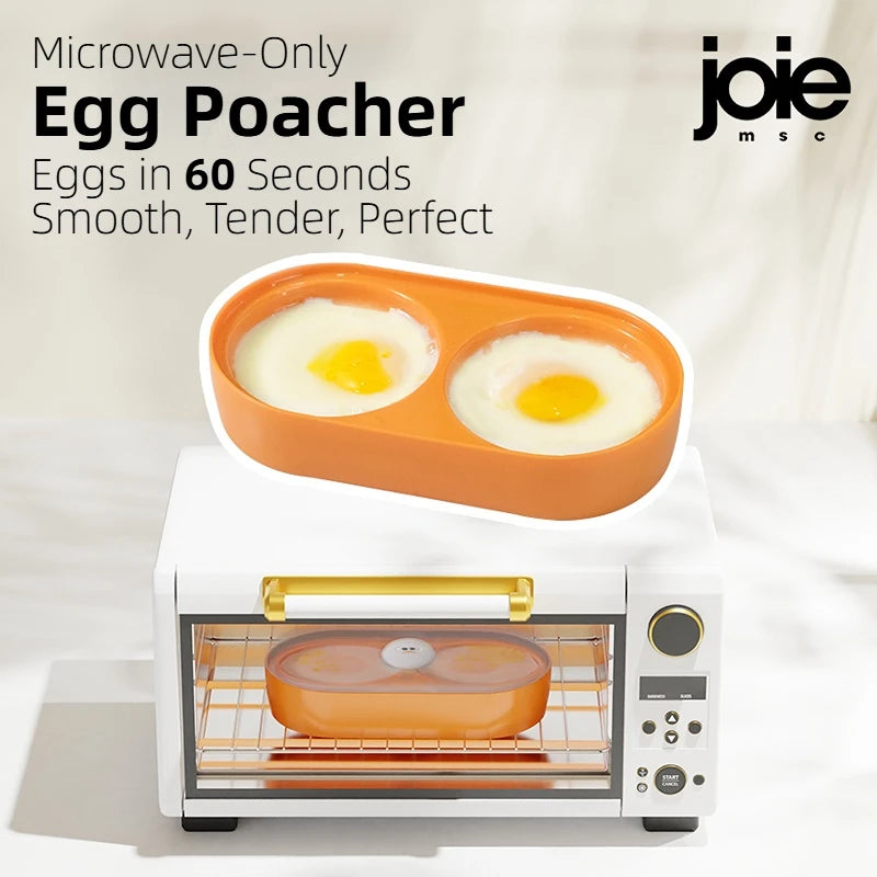 Joie-pulidor de huevos doble para microondas, cazador de huevos, caja de huevos fritos, caja de huevos al vapor para desayuno, herramientas para huevos, herramienta de cocina
