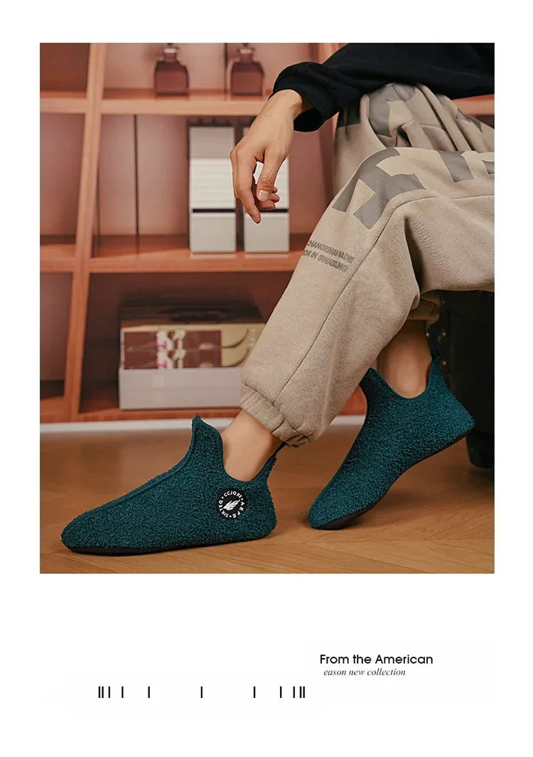 YRZL, zapatos de algodón de invierno para hombre, zapatillas ligeras sin cordones de alta calidad, mocasines de algodón de felpa para interiores, zapatos cálidos Unisex