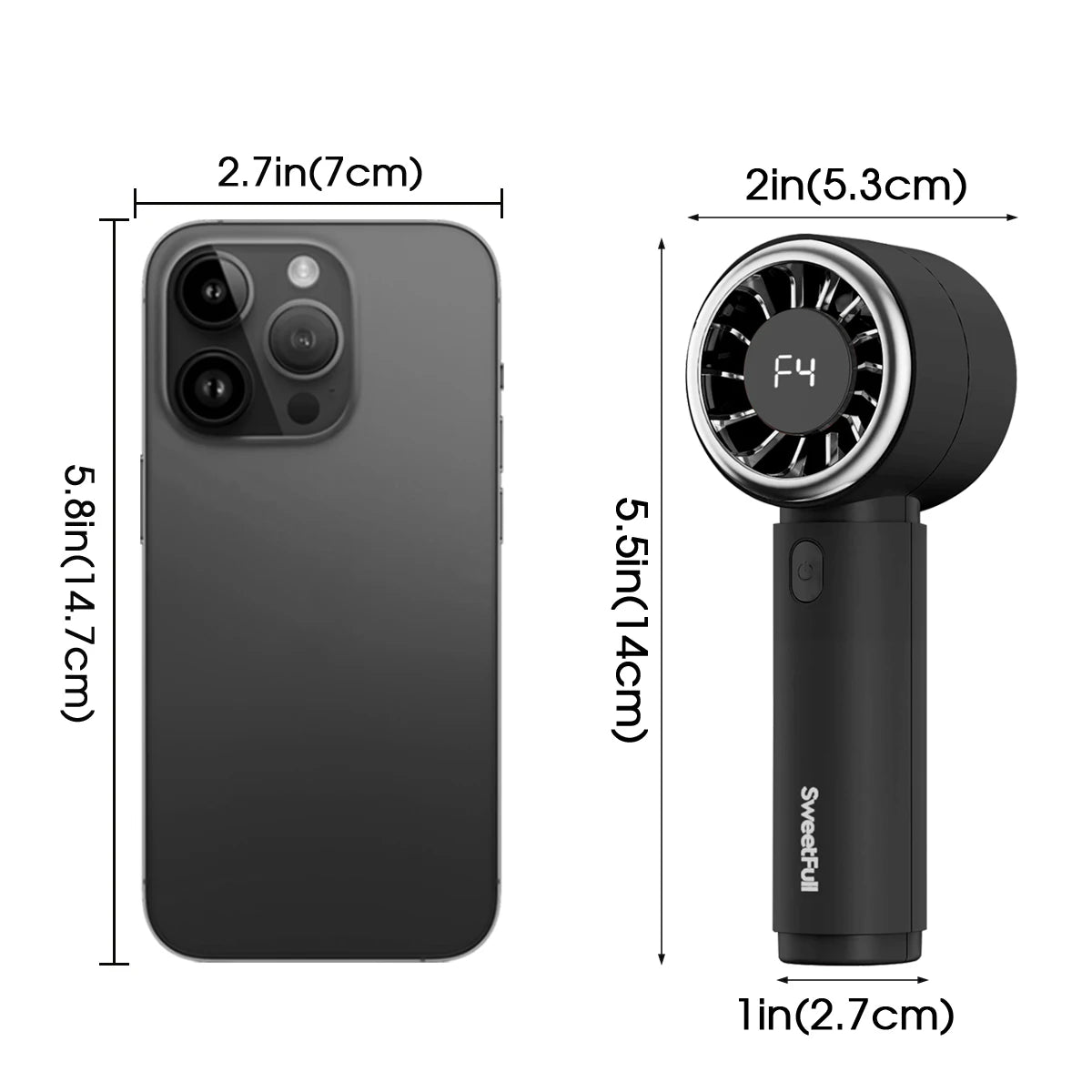 Ventilador de Mano Recargable 2000mAh con 5 Velocidades