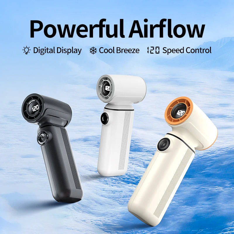 Mini Ventilador de Mano con Pantalla Digital Inteligente, Recargable por USB, Portátil, Batería de Larga Duración, Silencioso y con Viento Potente