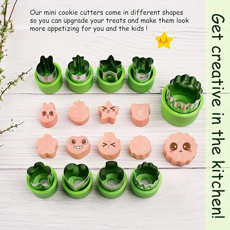 9 piezas/juego de corte de galletas y verduras de acero inoxidable-mini moldes en relieve de frutas y galletas para hornear de niños