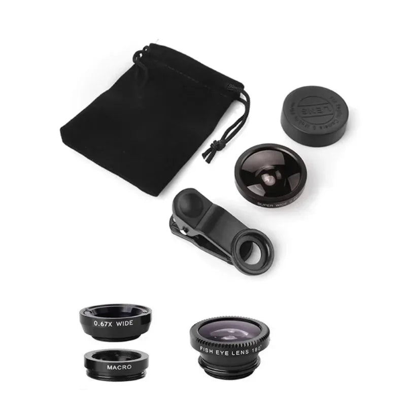 Kit de Lentes para Teléfono Gran Angular y Ojo de Pez HD