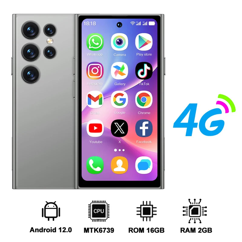 SERVO S27 MINI teléfono inteligente pequeño 4G LTE Android 12,0 OS 3GB + 64GB APP Store GPS 4,0 "pantalla completa de bolsillo teléfonos inteligentes 2 SIM en espera