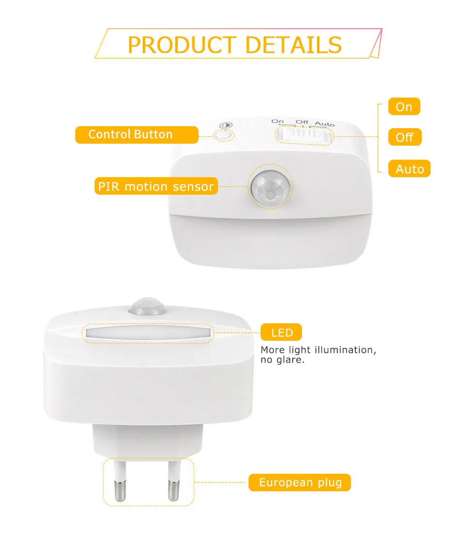 Luz LED Nocturna con Sensor de Movimiento para Enchufe