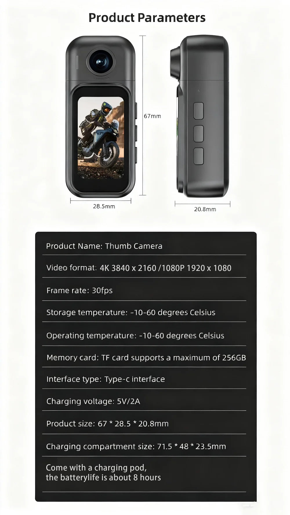 Cámara Corporal X50 Pro 1080P para Ciclismo y Vlog