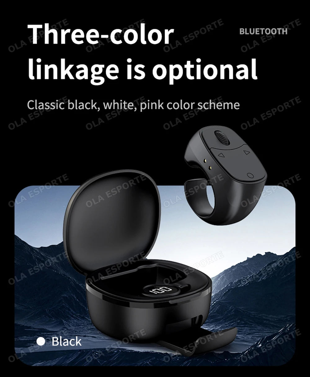 Rodillo anillo para la yema del dedo Control remoto inalámbrico Bluetooth móvil Selfie ratones vídeo giratorio de página automático navegación para Android IOS