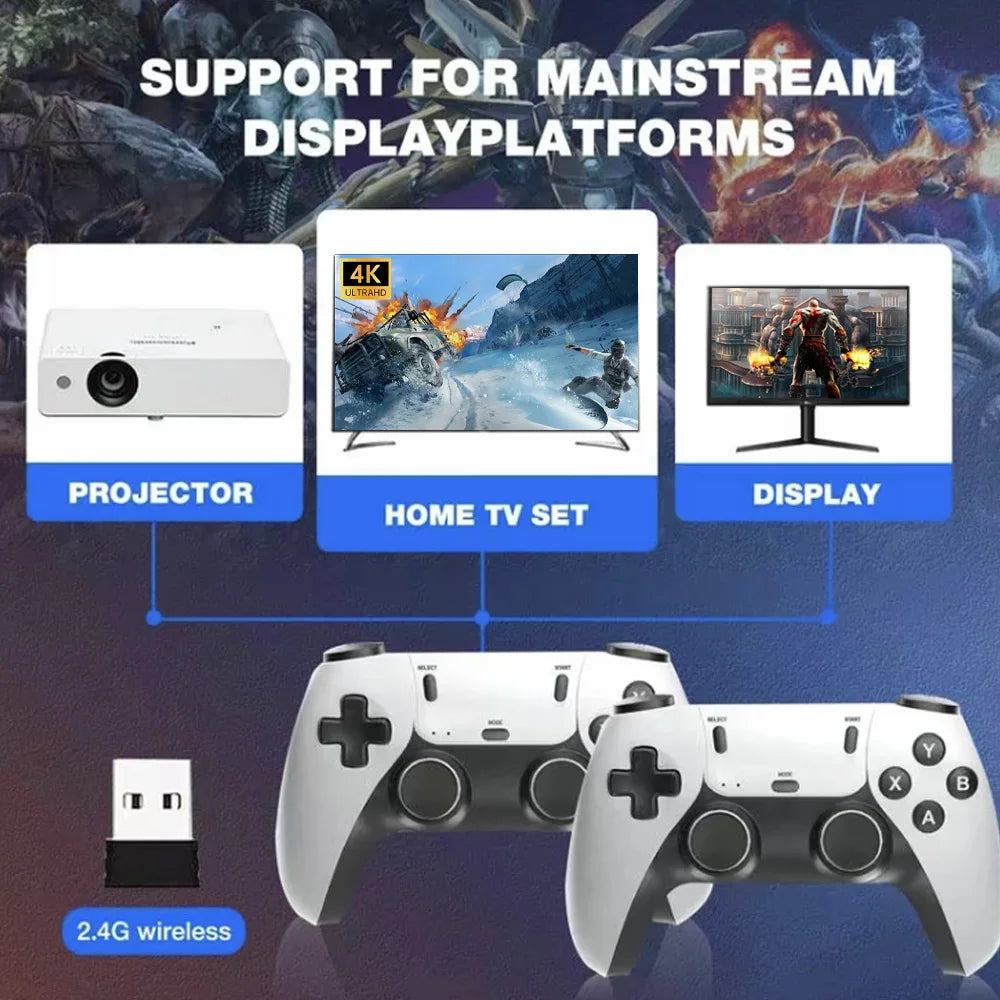 Stick de juego HD 4K X8 ULTRA de uso inmediato sin configuración compleja, dos mandos inalámbricos 2,4G incluidos, 50000 juegos de ocio precargados, salida HDMI para TV, regalo divertido para fiestas y reuniones de