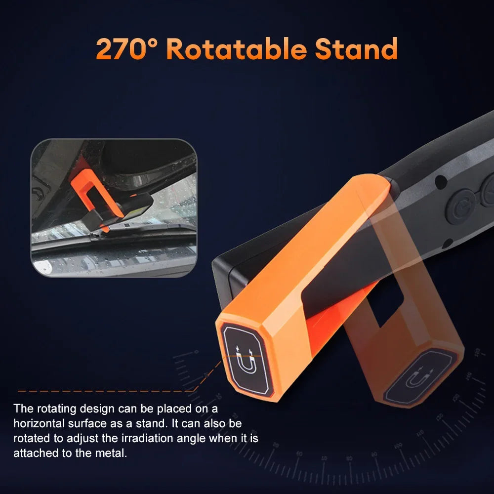 Linterna LED COB Recargable USB con Imán para Taller y Garaje