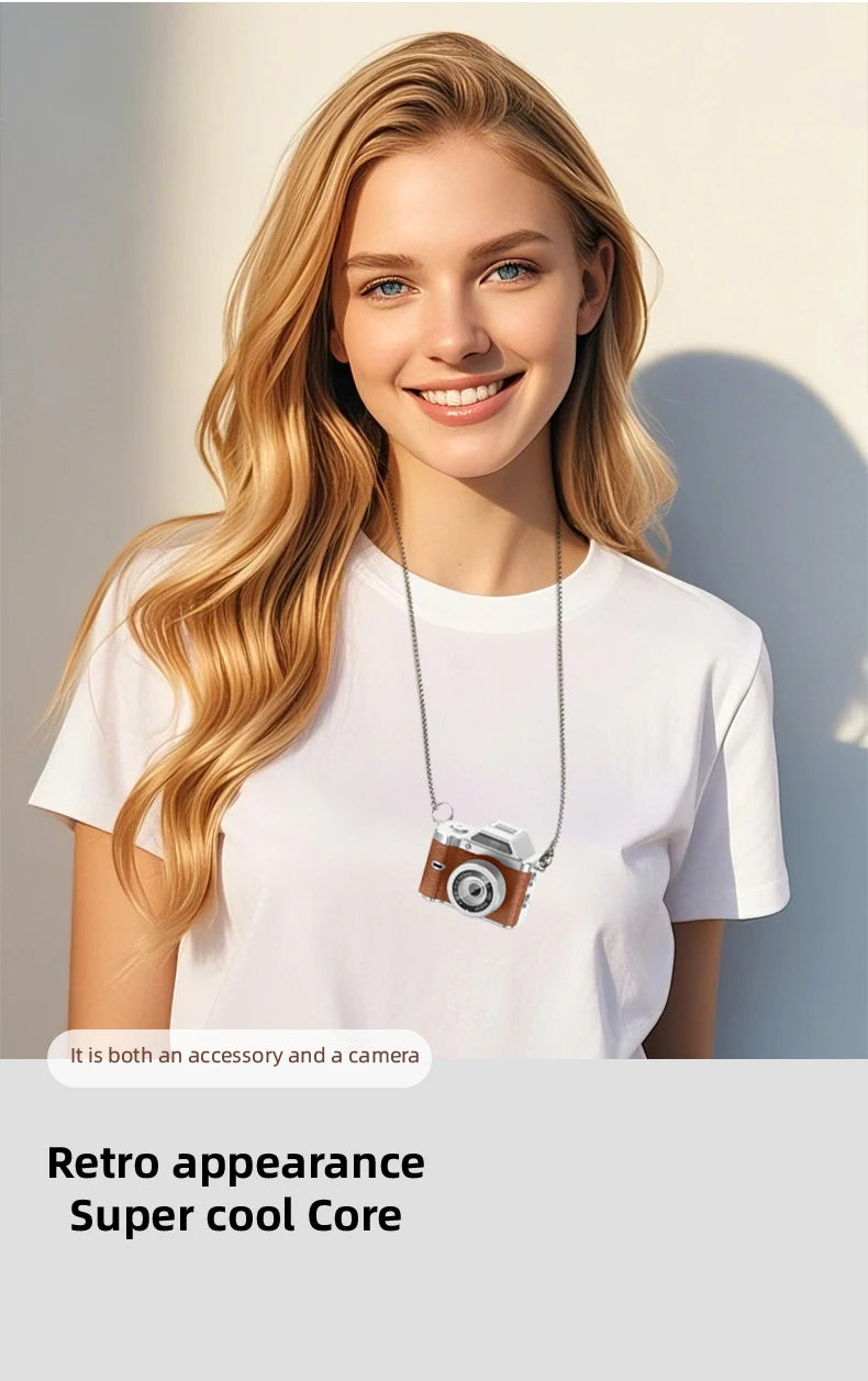 Cámara retro mini FHD 1080P con flash integrado y montura magnética, estilo CCD compacta