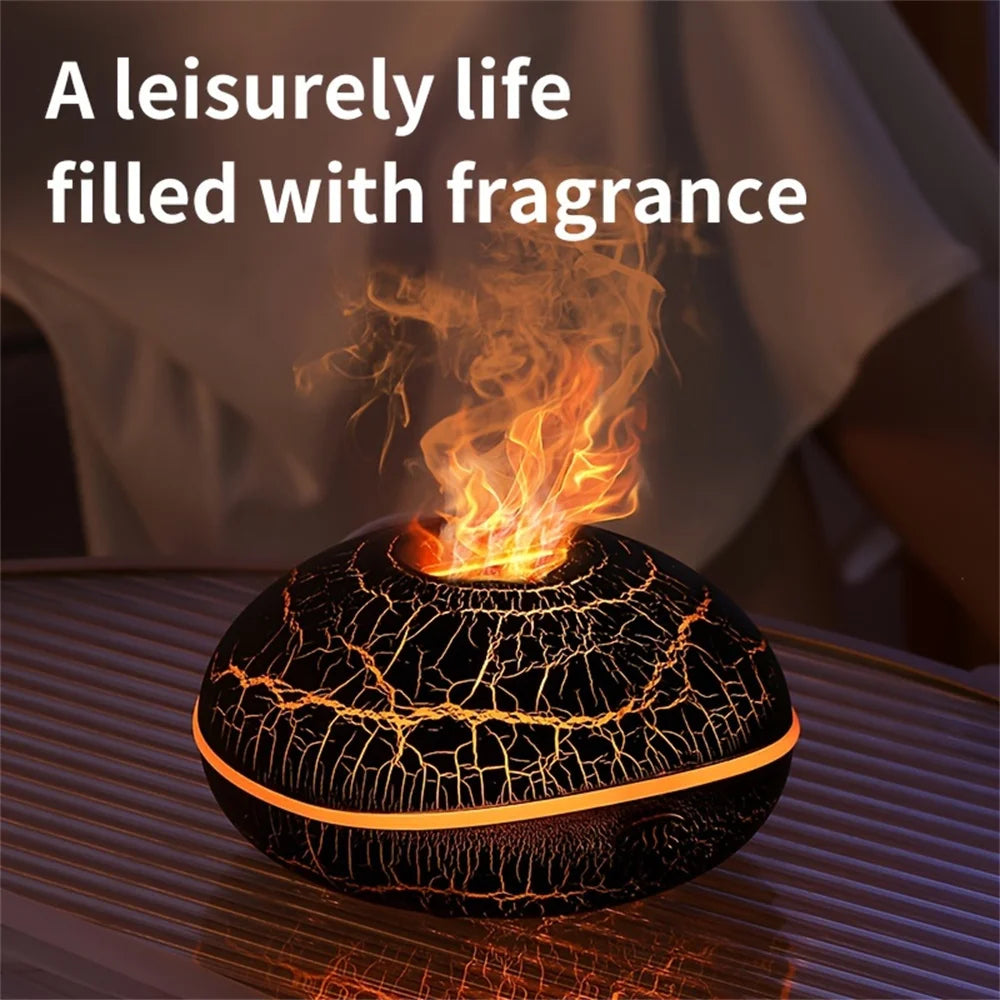 La llama del humidificador aromático puede agregar aceite esencial, pequeña máquina de aromaterapia, humidificador de aire equipado con función de iluminación colorida
