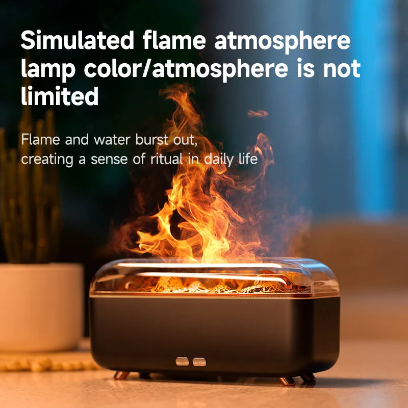 Difusor de Aroma de Aceite Esencial con Diseño de Lava Volcánica de 300 ml, Pequeño Difusor de Fragancia para el Hogar con USB, Humidificador con Efecto de Llama