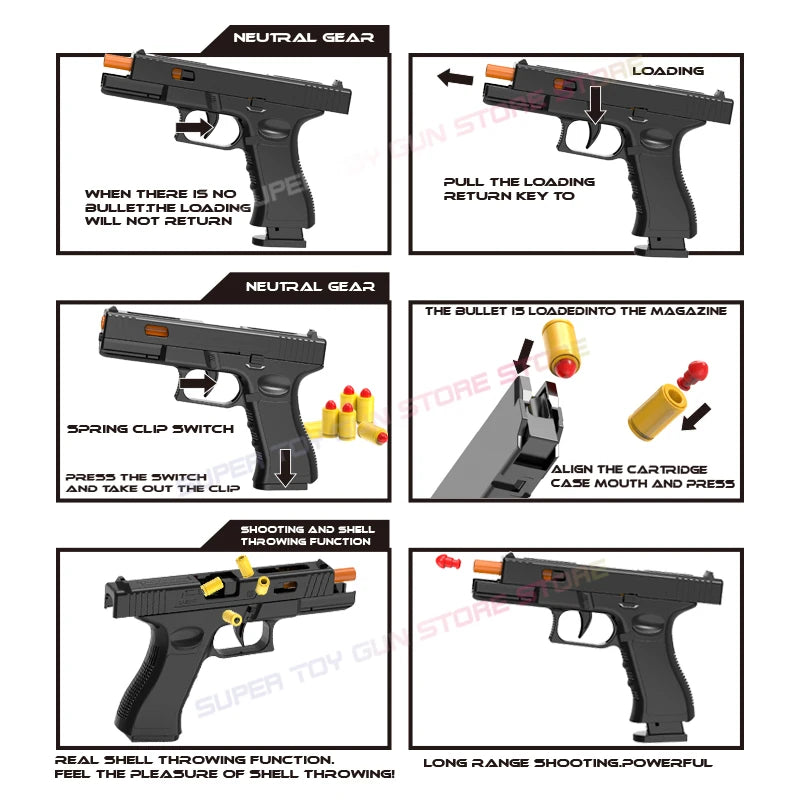 PISTOLA DE JUGUETE DE DISPARO CONTINUO AUTOMÁTICO CON BALAS SUAVES, CARGADOR DESMONTABLE, LANZADOR DE DARDOS DE ESPUMA EVA