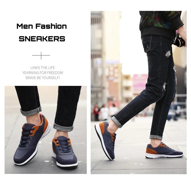 Zapatos YRZL para hombre, zapatillas impermeables para caminar para primavera y otoño, zapatos deportivos de cuero para hombre, zapatillas cómodas antideslizantes para hombre