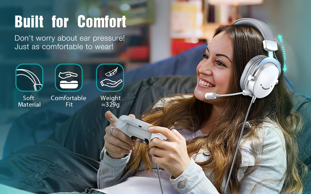 FIFINE-auriculares para juegos USB con sonido envolvente 7,1/conector de 3,5mm/micrófono, auriculares con cable sobre la oreja para PC PS4/5 Xbox Ampligame H9W