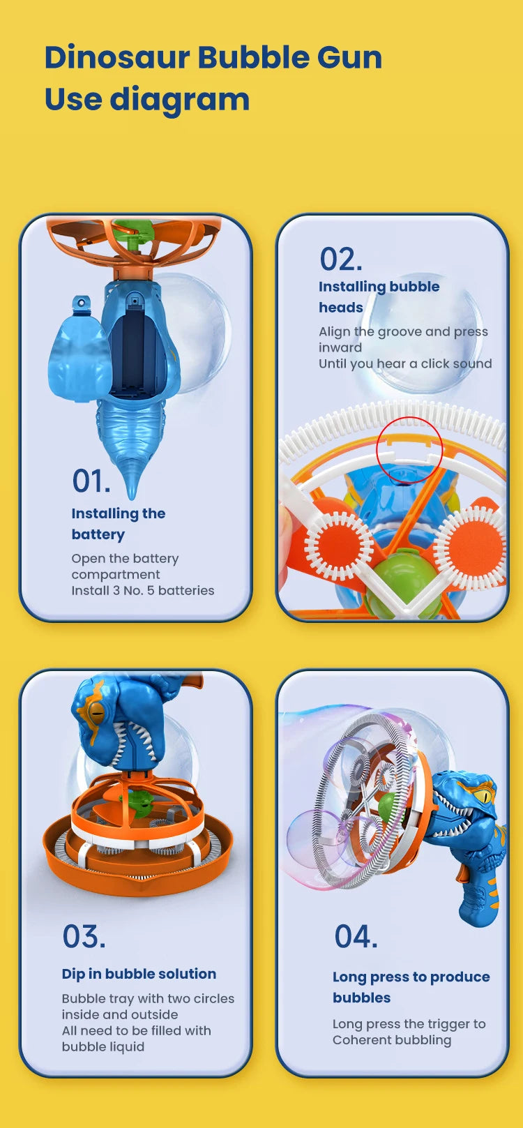 Pistola de Burbujas Automática Dinosaurio para Niños Exterior